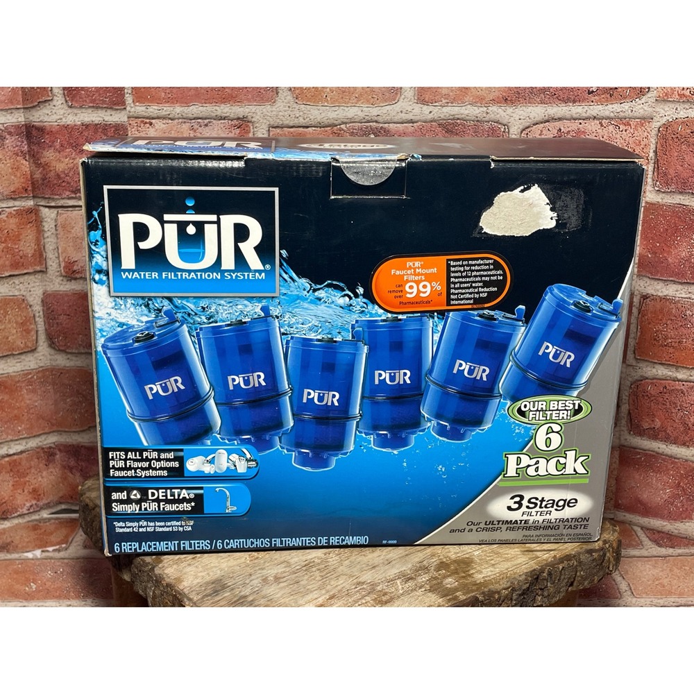 PUR 3-Stage Faucet Mount Replacement Water Filter RF-9999 Blue 6-Pack New Sealed